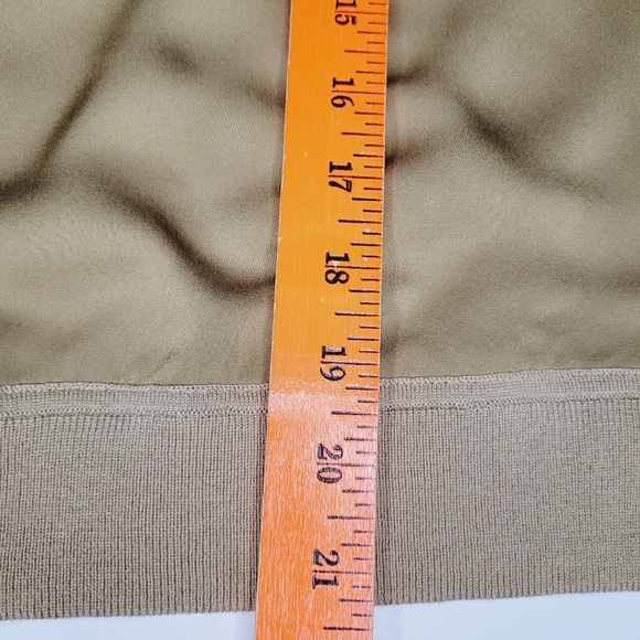 Theory Project Silk Georgette Combo Sweater Women's Small Camel Long Sleeve Flaw - Picture 7 of 11